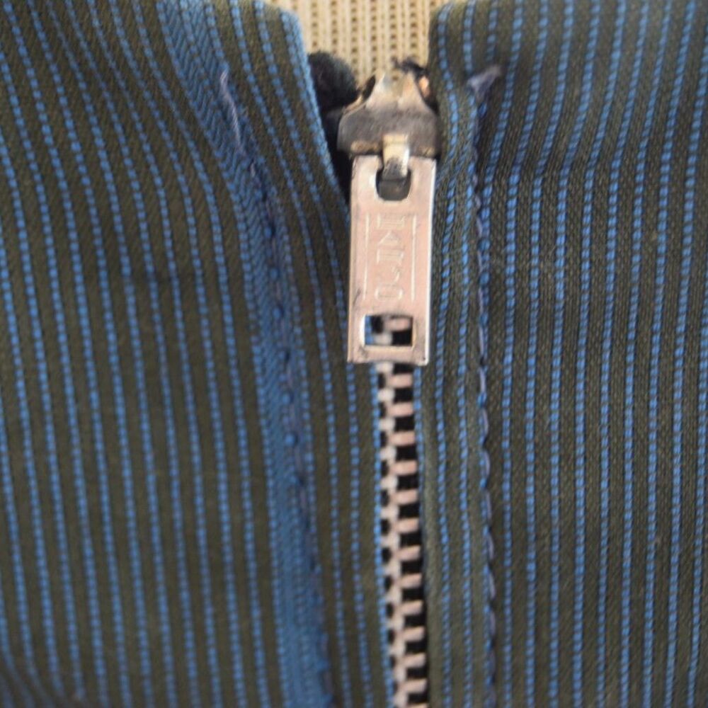 Vintage 1950s Blue Stripe Dress Short Sleeve Fit Flare Button Front M - Picture 6 of 6